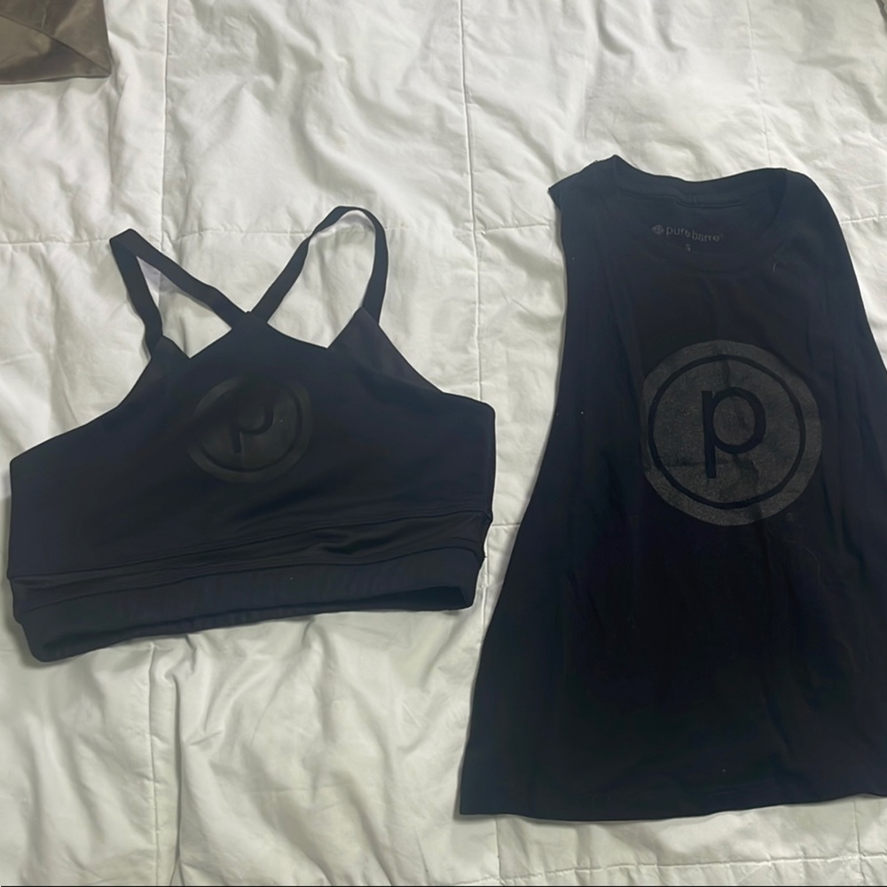 Pure Barre Black Sports Bra and Tank Top Bundle